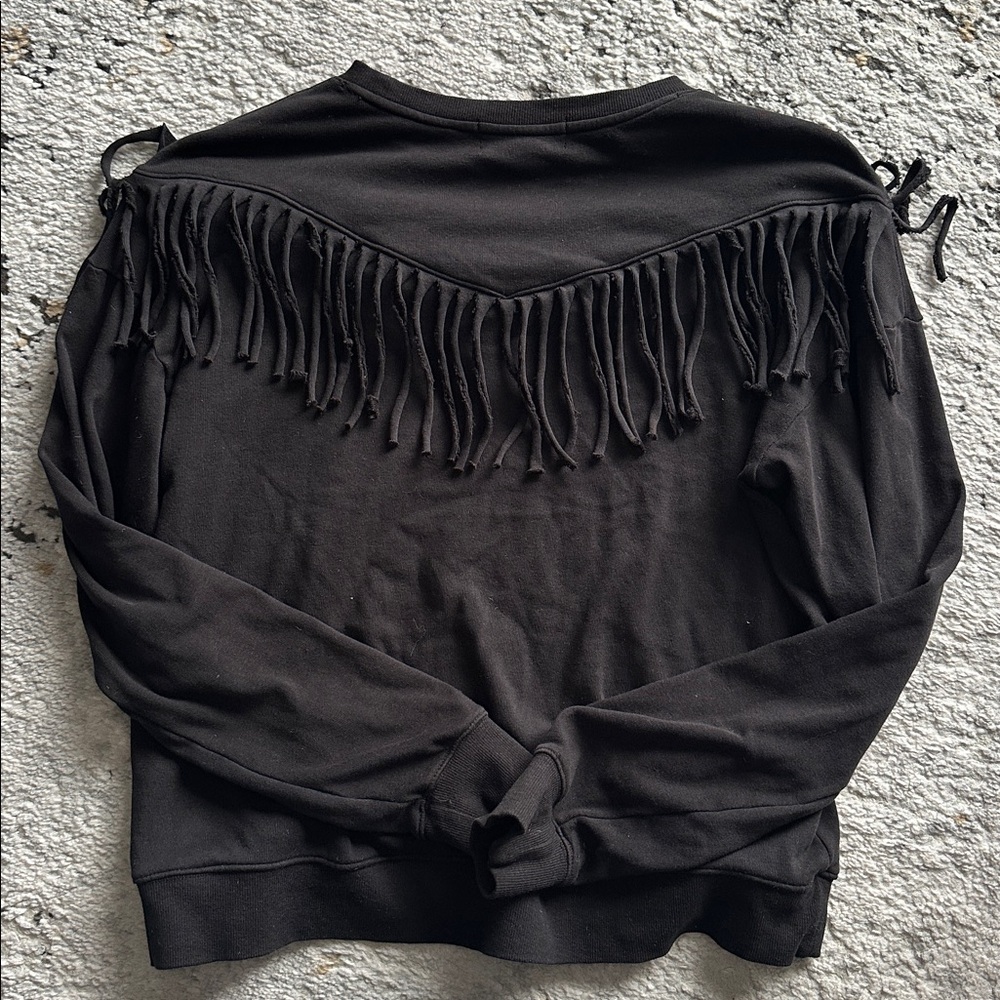 Wildfox Black Fringe Sweatshirt - Picture 2 of 3
